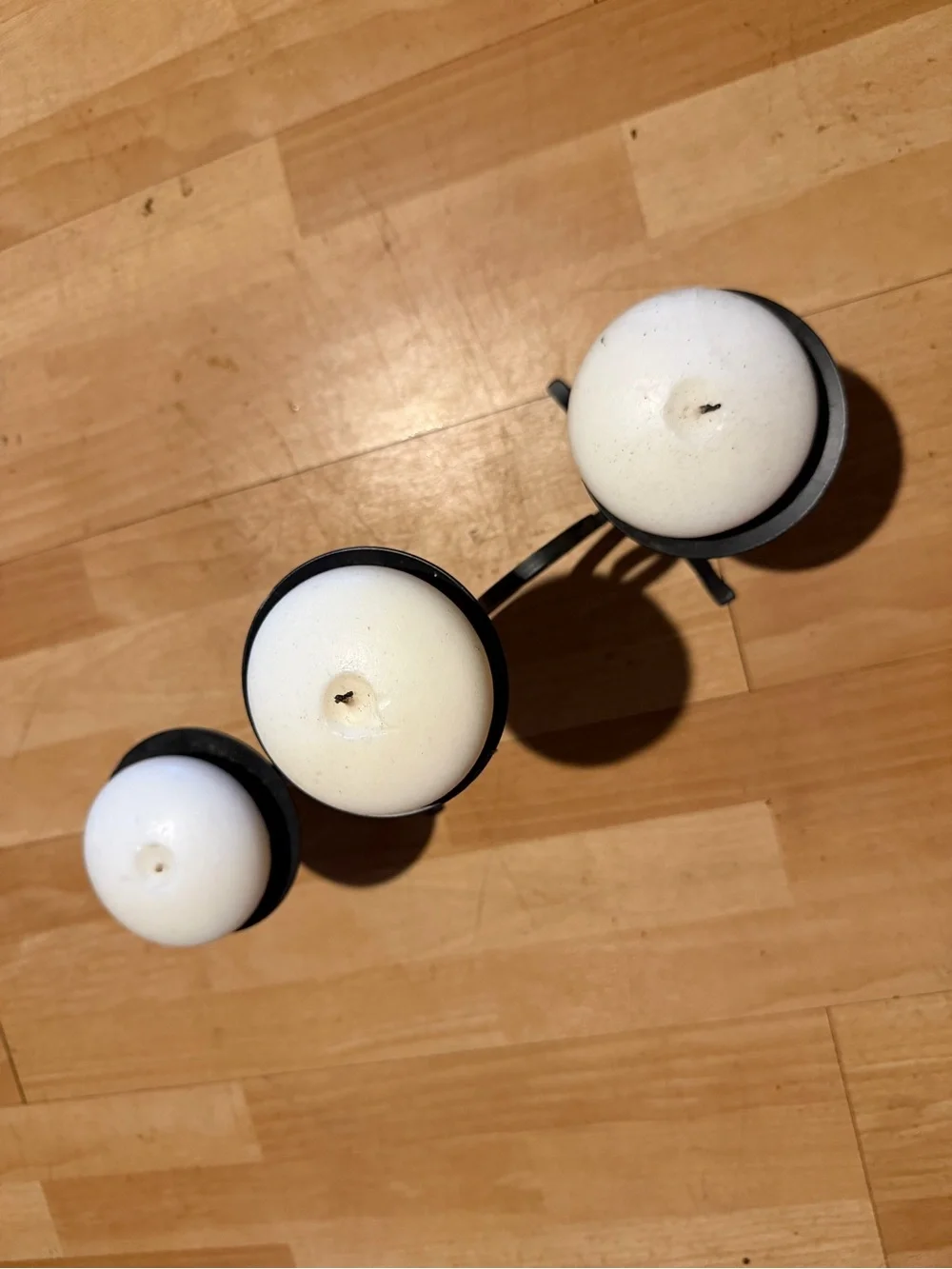 Decorative Black Scroll Metal Candle Holder with Cream Pillar Candles